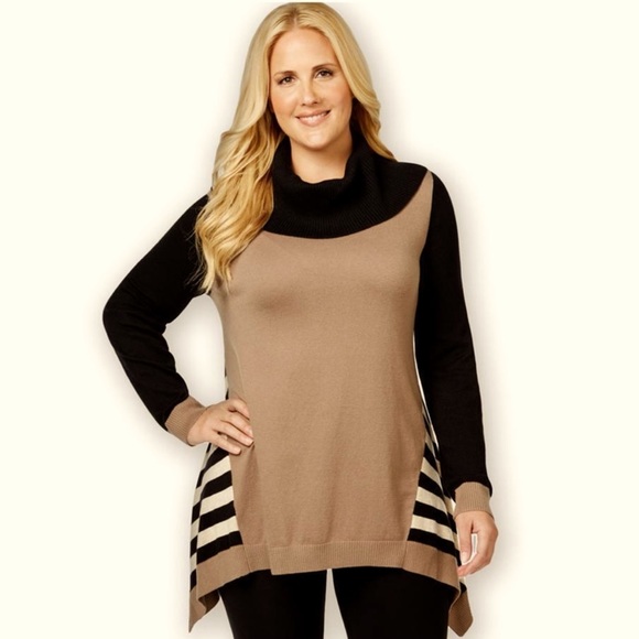 Style & Co. Women’s Colorblocked Handkerchief Hem Pullover Sweater Size Medium - Picture 1 of 6